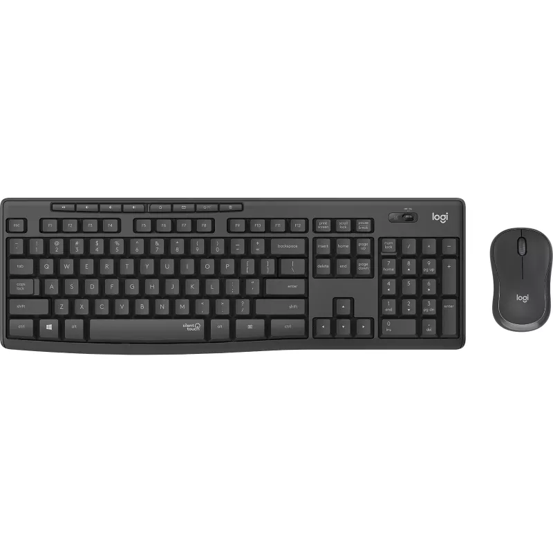 Logitech MK295 Silent - tastatūras un peles komplekts - bezvadu - 2,4 GHz - grafīta krāsā - ungāru izkārtojums