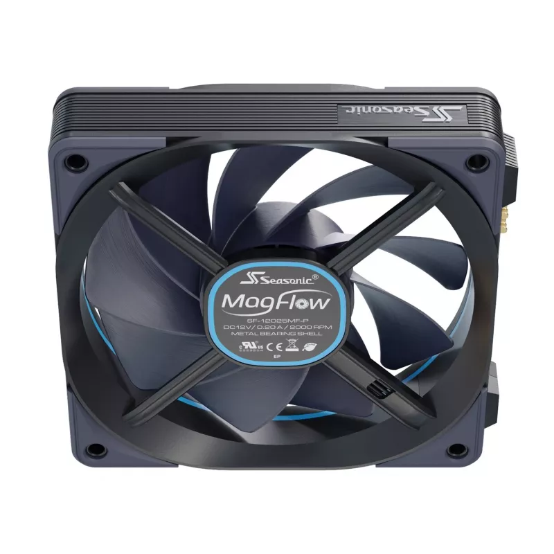 Seasonic MagFlow 1-Fan Kit datora korpusa ventilators 12 cm Melns 1 gab.