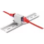 Savienotājs DELOCK RJ45 Cat.6A sievišķais-sievišķais ar putekļu aizsargvāku, ekranēts, DIN sliedes stiprinājums, pelēks/balts