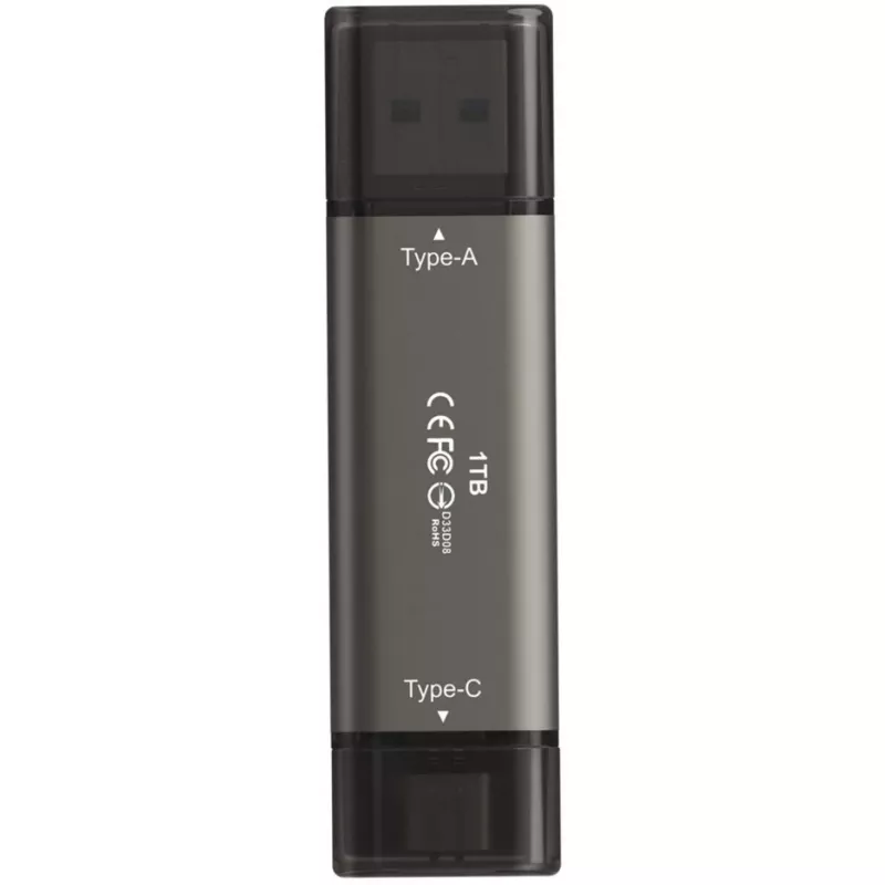 TeamGroup X2 MAX 1 TB divu savienotāju USB-A/USB-C zibatmiņa, USB 3.2 Gen 2, titāna/melna