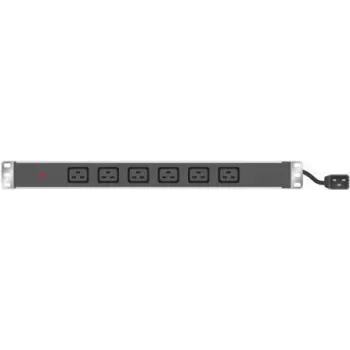 Froehlich & Walter 19in Power Strip 6x IEC19 Socket in Aluminium Housing 1U, 3x 1.5mm kabelis 2.5m, RAL 9005 Melns (808904)