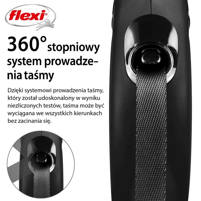 Izvelkamā siksna Flexi New Classic Cat XS 3 m — auklas pavada maziem mājdzīvniekiem, melna, maksimālā slodze 8 kg