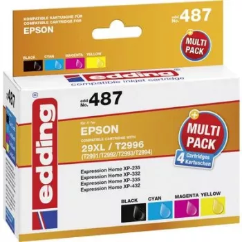 edding printera kārtridžs EDD-487 melns, ciānkrāsains, fuksīnkrāsains, dzeltens, saderīgs ar EPSON 29XL / T2996XL