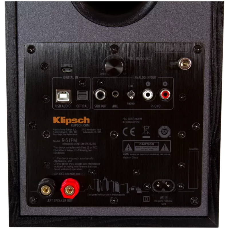 Aktīvais grāmatplaukta skaļrunis KLIPSCH R-51PM — vadu un bezvadu, 120 W, melns/varš