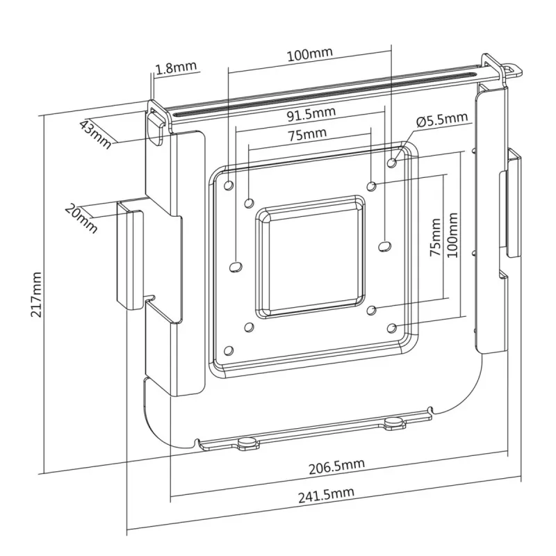Sienas/monitora stiprinājums MACLEAN MC-473 VESA 75x75 100x100 saderīgs ar Mac Mini (2014 un jaunāki)