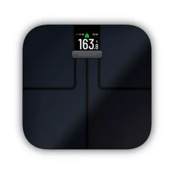 Elektroniskie personālie svari GARMIN Index S2 — melni, maks. 181,4 kg, Wi‑Fi/Bluetooth, ķermeņa kompozīcija