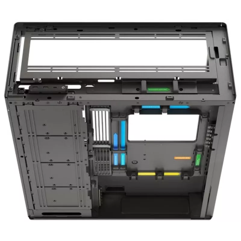 HAVN HS 420 VGPU datora korpuss, Midi-tower, E-ATX, rūdīts stikls, PCIe 5.0 pacēlājkabelis - melns