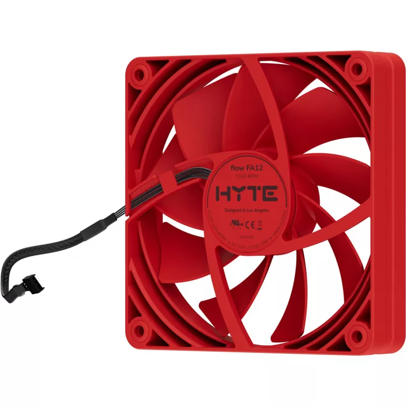Datora dzesēšanas ventilators HYTE FA12-RR-4 120 mm, 1500 RPM, 72 m³/h, 1,6 mmH2O, šķidruma dinamiskais gultnis, sarkans, 4 gab. iepakojumā