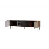 TV skapis Cama Meble ALMERA 180,5×42×52,5 cm valrieksts/kašmirs ar melnu kamīnu