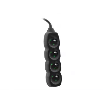 Tracer PowerCord pagarinātājs, 4 kontaktligzdas, 3 m, melns