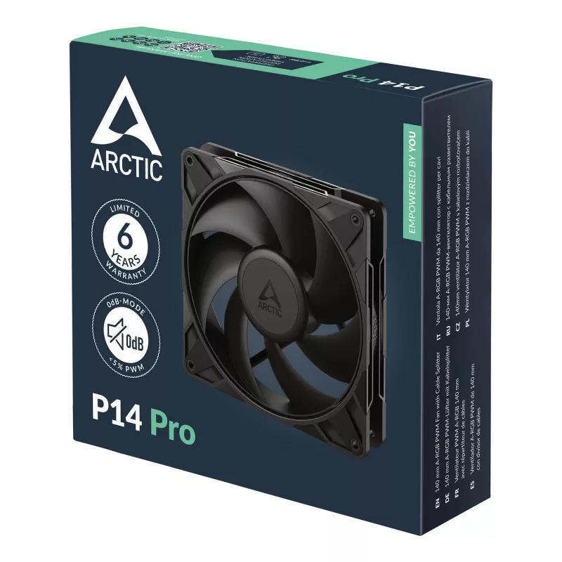 ARCTIC P14 Pro 140 mm PWM ventilators, ventilators, 14 cm, 400 RPM, 2500 RPM, 186 m³/h, melns