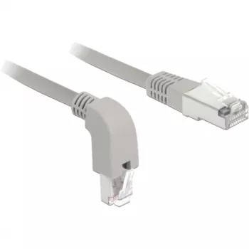 DeLOCK - komutācijas kabelis - RJ-45 (V) uz leju vērsts leņķī pret RJ-45 (V) - 50cm - S/FTP - CAT 6a - ekranēts, bez halogēna - pelēks (85873)