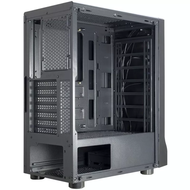 Korpuss INTER-TECH A-3411 Creek Gaming Tower, ATX, 1xUSB3.0, 2xUSB2.0, barošanas bloks nav iekļauts, logs sānu panelī, LED gaisma priekšpusē, integrēta RGB LED, Melns