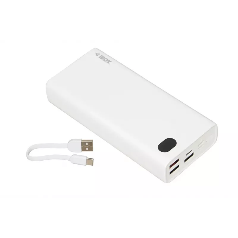 Power Bank iBOX PB20 20000 mAh ir Ibox produkts no mūsu Power Banks klāsta. Izceļas ar baltu krāsu, plastmasas materiālu un iekšējo tipu.
