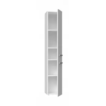 Vannas istabas skapis top e shop NEL II BIEL POŁ — brīvi stāvošs, 5 plaukti, 310×300×1740 mm, balts