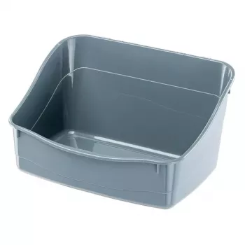 Atvērts stūra pakaišu kastes FERPLAST Rabbit tualete, plastmasa, pelēka, 370×270×185 mm, trušiem