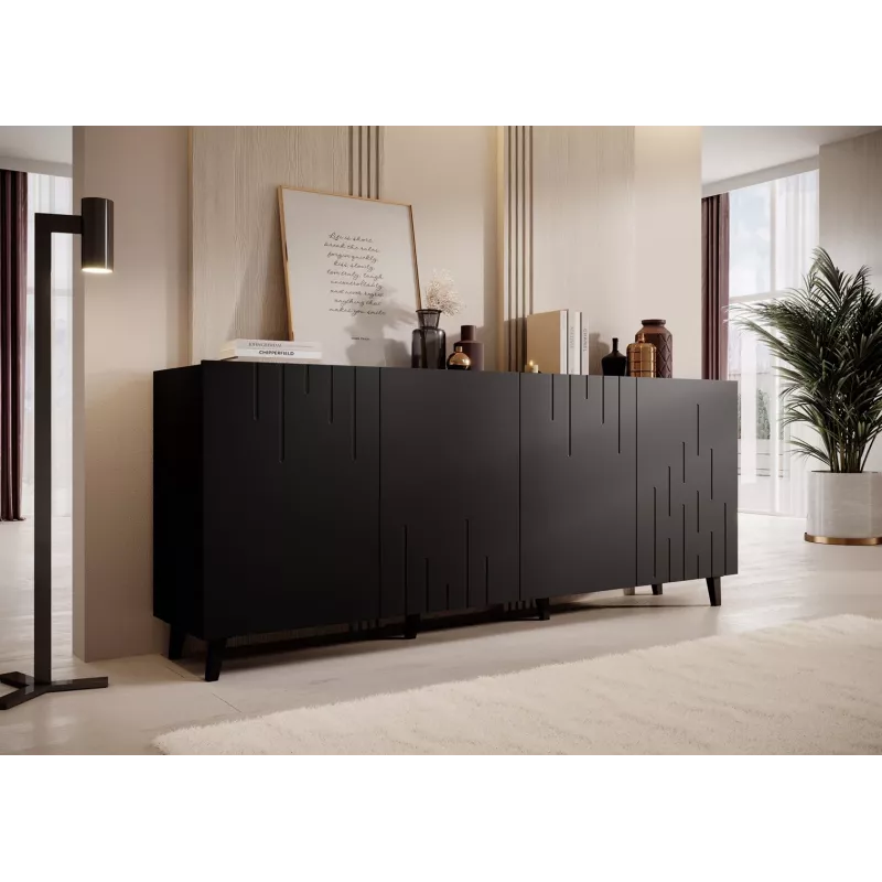 BARI kumode 200x42x82 melns matēts