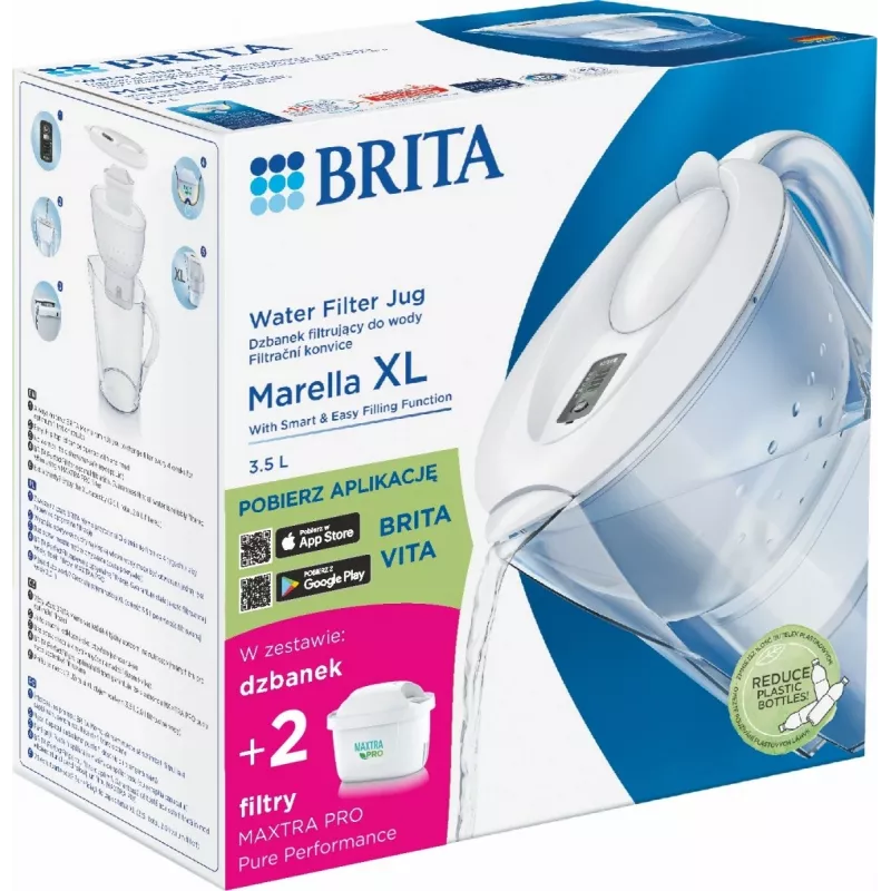 Ūdens filtrēšanas krūze BRITA Marella XL ar 3,5 l ietilpību un 2 Maxtra+ Pro kasetnēm