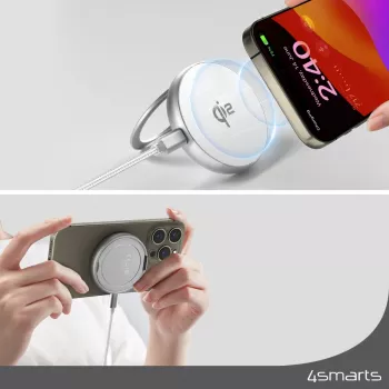 4smarts Qi2 Charger Kickstand Sudrabains Balts - Lādētājs (540987)