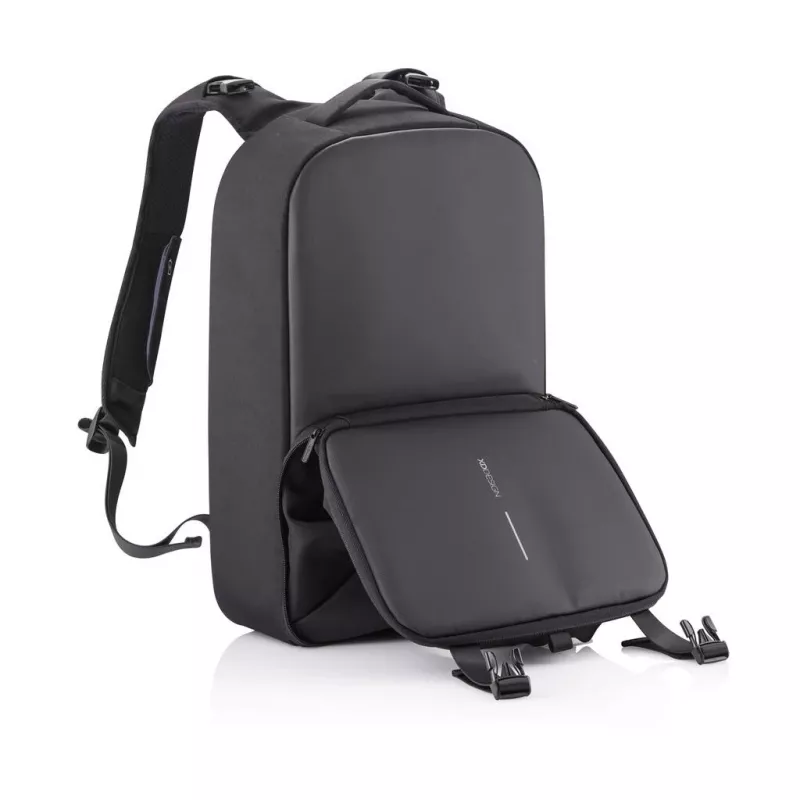 Mugursoma XDDESIGN FLEX GYM BAG — 24 L, piemērota 15,6 collu / 39,6 cm planšetei / piezīmjdatoram, polsterētas regulējamas plecu siksnas, melna