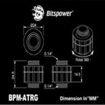 BitsPower Artemis Rotary Extender Arctic-Wei — rotējošs kabeļa/savienotāja pagarinātājs datora ūdens dzesēšanas savienotājelementiem