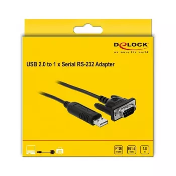 Serial kabelis DeLOCK 66282 Melns 1.8 m RS-232 USB Type-A