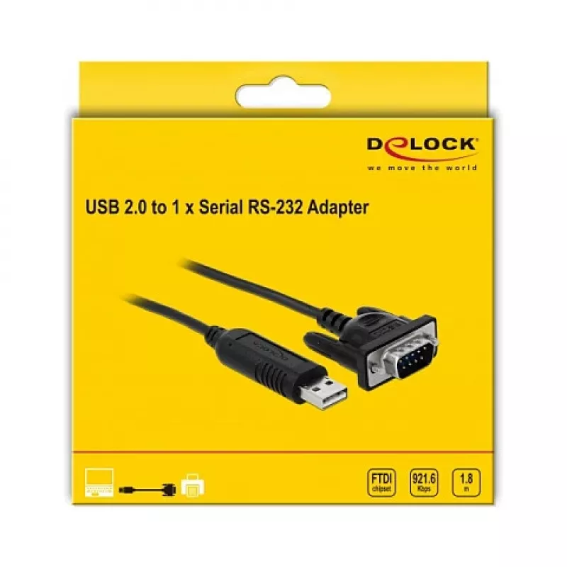 Serial kabelis DeLOCK 66282 Melns 1.8 m RS-232 USB Type-A