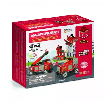 Konstrukciju bloki MAGFORMERS Emergency set — magnētiskais būvkomplekts neatliekamās palīdzības transportlīdzekļiem un ainām