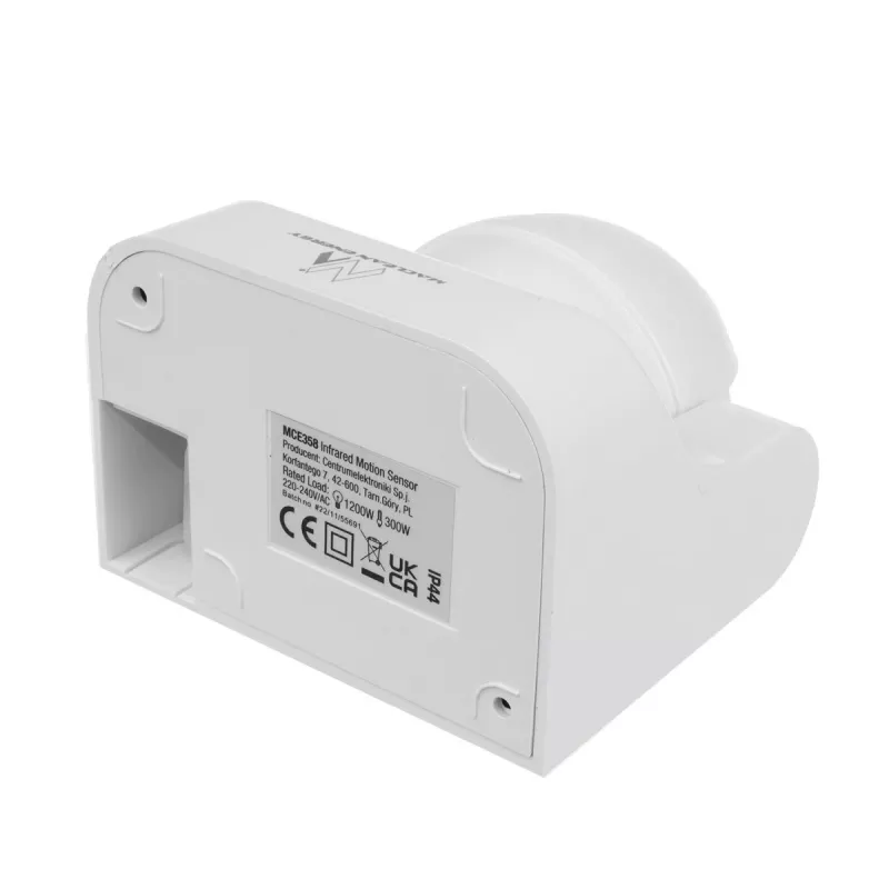 Kustības sensors MACLEAN MCE358 W — klātbūtnes PIR sensors, balts