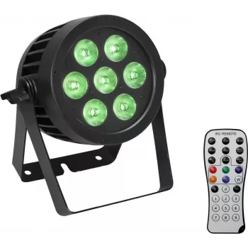 LED PAR gaisma EUROLITE 7x8W QCL Spot — 7x8W RGBW LED, kompakts skatuves/studijas gaismeklis