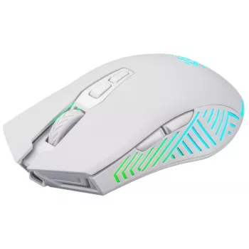 Bezvadu spēļu pele DEFENDER Pandora balta — piemērota abām rokām, 3200 DPI, 6 pogas, programmējama, optiska, USB