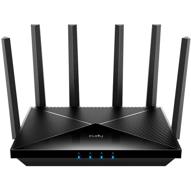 Galda maršrutētājs Cudy WR11000 — trīsjoslu 2,4/5/6 GHz, Wi‑Fi 7, 4× 2,5 Gigabit LAN, 5765 Mb/s 6 GHz joslā, 512 MB RAM