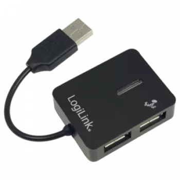 USB centrmezgls LOGILINK UA0139 — 4 portu USB 2.0, 480 Mbit/s, melns