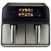 Karstā gaisa fritieris ProfiCook PC-FR 1287 H — dubultā 8 L, 2200 W, skārienjūtīgs LED, melns/nerūsējošais tērauds