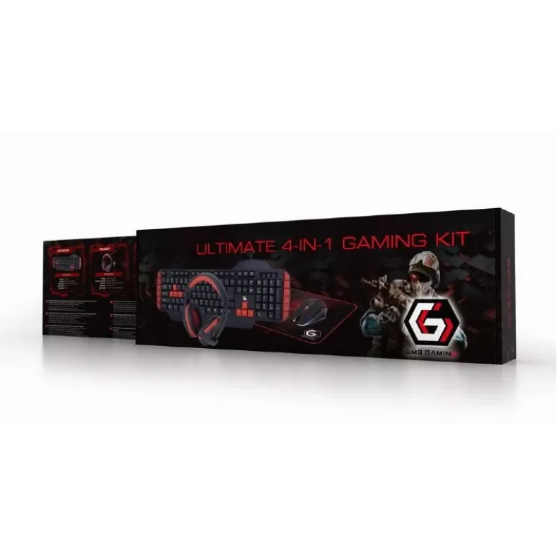 Spēļu tastatūra GEMBIRD GGS-UMG4-02 104 taustiņu pilna izmēra USB QWERTY US angļu valoda ar peli, melna