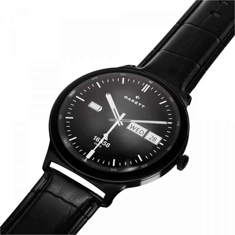 Smartwatch Garett Quantum — melns nerūsējošais tērauds