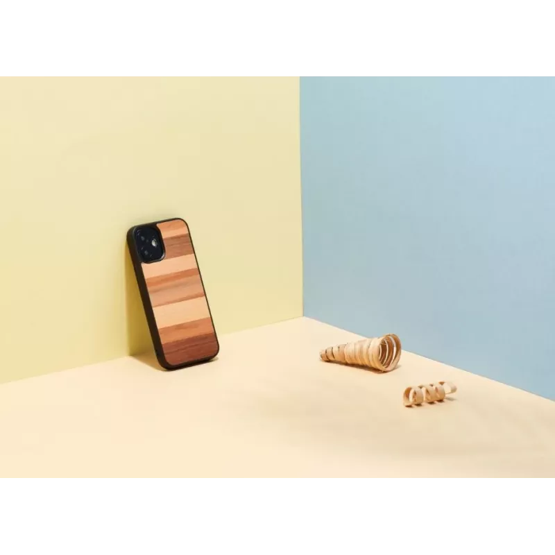 Man and wood aizsargājošs viedtālruņa maciņš iPhone 12 mini — melns