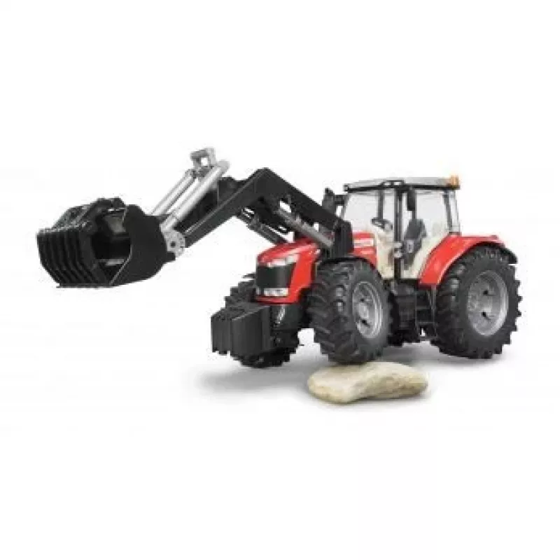 Rotaļu traktors BRUDER Massey Ferguson 7624 ar priekšējo iekrāvēju, sarkans, bērniem no 3 gadu vecuma