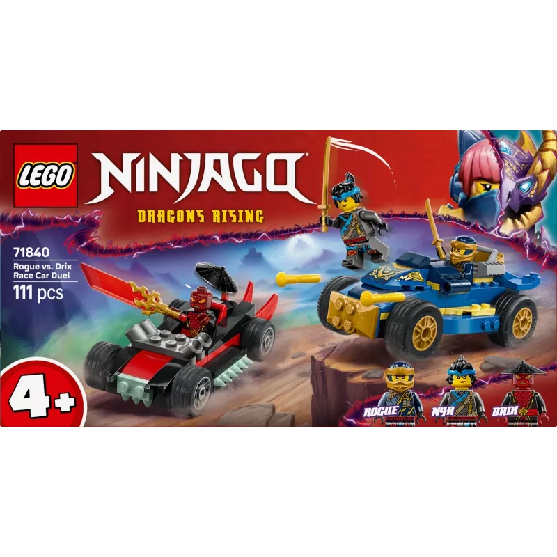 Būvējamie bloki Ninjago 71840 Sacīkšu duelis Rogue pret Drix
