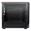 Montech X5M (B) Micro Tower PC korpuss — Micro‑ATX/Mini‑ITX, 3x120mm priekšā, 1x120mm aizmugurē, atbalsta ATX barošanas bloku, 2x3.5 collu + 4x2.5 collu, Melns