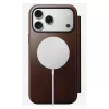 Nomad Modern Leather Folio mobilo tālruņu futrālis iPhone 17 Pro Max — brūna, āda, 6,3 collu ekrāns, 4 karšu kabatiņas