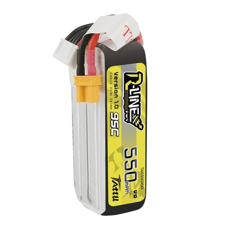 Baterija Tattu R-Line 550mAh 14.8V 95C 4S1P — LiPo komplekts RC modeļiem