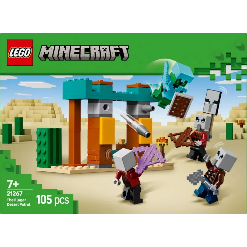 LEGO būvkomplekts The Illager Desert Patrol 21267 – Minecraft spēļu komplekts, 105 detaļas, 4 minifigūras, 80×60×110 mm