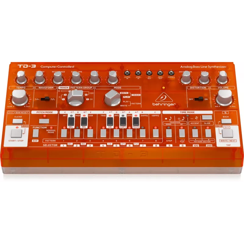Analogais sintezators Behringer TD-3-SB sarkans 9V DC