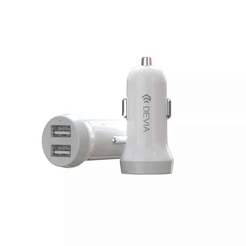Auto lādētājs Devia Smart Series Lightning 5V 3.1A Dual USB balts
