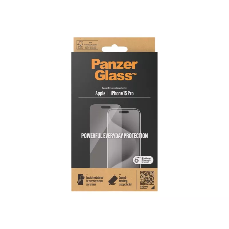 PanzerGlass® ekrāna aizsargs iPhone 15 Pro | Classic Fit