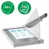 Leitz Precision Office papīra grieznis A4+, 15 loksnes, manuāla spailes iespīlēšana, nerūsējošais tērauds, A4 Maxi, 80 g/m², stikls