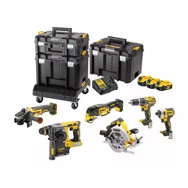 Instrumentu komplekts DeWalt DCK685P3T 18V bezvada kombinētais komplekts — 3×5.0Ah baterijas, DCH273 āmurs, leņķa slīpmašīna, futrālis