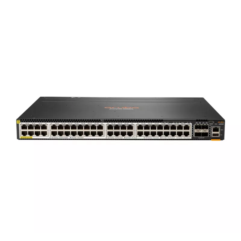 Hewlett Packard Enterprise HPE Aruba 6300M - Slēdzis - L3 - pārvaldīts - 48 x 100/1000/2,5G/5G (PoE+) + 4 x 1 Gigabit / 10 Gigabit / 25 Gigabit / 50 Gigabit SFP56 (Augšupielāde / Sakraušana)