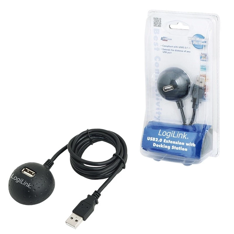 USB 2.0 pagarinātājkabelis ar dokotāja savienotāju